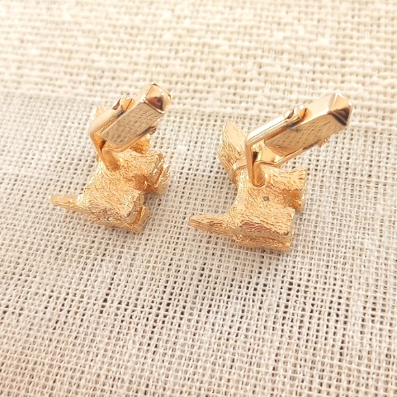 Vintage Swank Scottie Dog Gold Toned Cuff Links - Picture 6 of 7